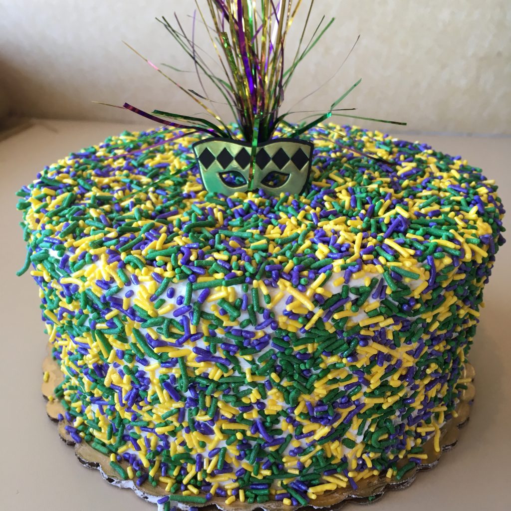 Mardi Gras Sprinkle Cake